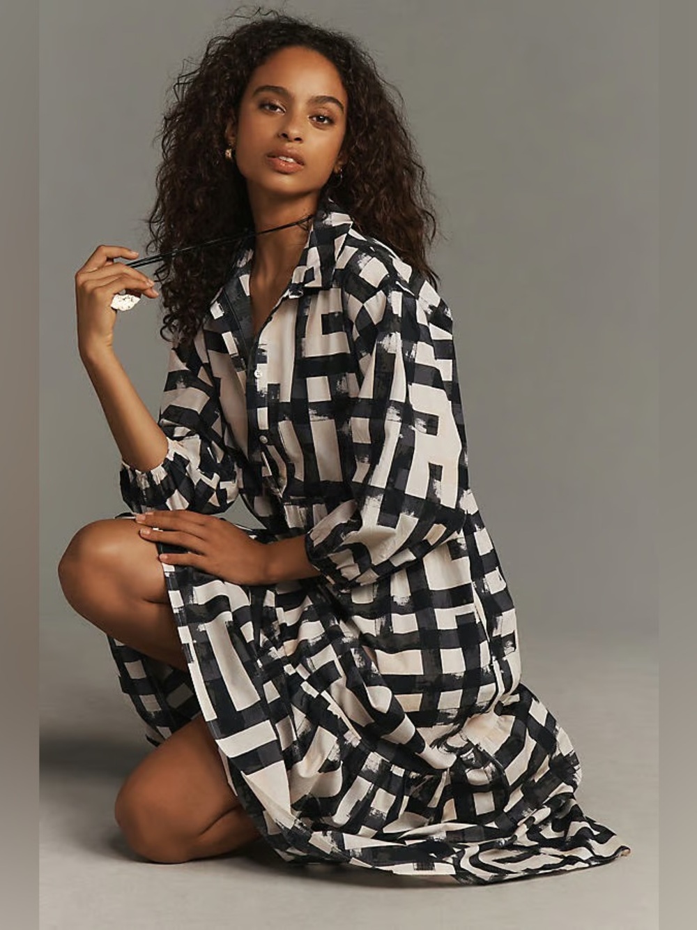 Anthropologie Maeve The Bettina Tiered Shirt Midi Dress
